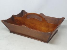 A Georgian fruitwood double Cutlery Tray with shaped edge, 15in L x 5in H