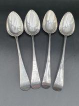 Two pairs of George III silver Table Spoons, old English pattern engraved initials R.L., London 1797