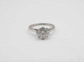 A Diamond single stone Ring claw-set brilliant-cut stone, estimated 1.00ct, stamped PLAT, ring