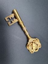 An Edward VII 9ct Gold Key with scroll design, presentation inscription relating to Cwm Park