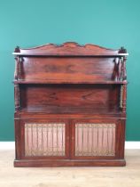 A Victorian rosewood Chiffonier Cabinet with shaped top, carved and turned support to the raised