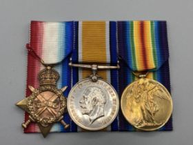 WWI Three; 1914-15 Star, War Medal and Victory Medal to S.7300 Pte. David Aitken, 11th Battalion