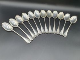 A part Canteen of Edward VII silver Cutlery Hanoverian pattern with rat tail bowls engraved