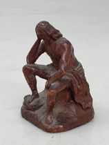 An early carved Figure possibly depicting Christ in thought 2in H