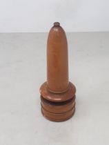 A rare treen Travelling Candleholder in boxwood, the top unscrews and base section weighted with