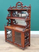 A Victorian walnut Table Cabinet with mirror panels to the raised shelves and glass panels to the