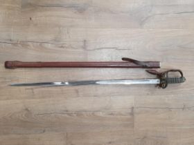 An 1892 Pattern Infantry Officer's Sword with etched blade by Holt & Son, Sackvilles in leather