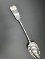 A William IV silver Basting Spoon fiddle pattern engraved initial S, London 1832, maker: R Hennell