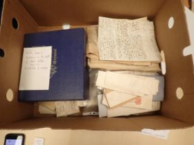 Box containing letters of condolence on death of John Arkwright, assorted pages, letters, legal
