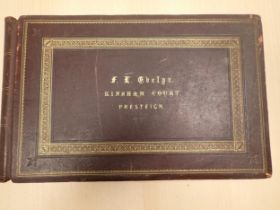 Box of Evelyn related items including Kinsham Court Shoot Book, c.1885, leather bound, History,