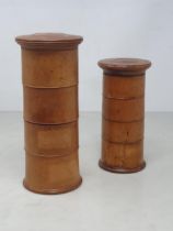 An antique treen four division Spice Tower, A/F, 8.5 in High, and another three division Spice