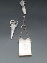 A George V silver Chatelaine with engine-turned note-pad holder, Birmingham 1910, and a pair of