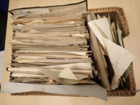 Basket of letters and ephemera relating to the Arkwright family and others, some from the War