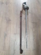 A George V Cavalry Officer's Sword with engraved blade, scabbard A/F