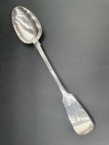 A Victorian silver Basting Spoon fiddle pattern engraved initials, London 1863, maker: G Adams