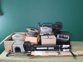 A JVC GY-DV500 Camcorder, three portable VHS Recorders, Tripods, Panasonic Home Telecine Adaptor,