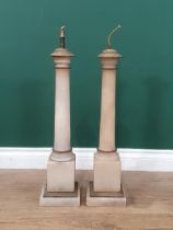 A pair of Grand Tour style alabaster Table Lamps in the form of Corinthian Columns with gilded metal