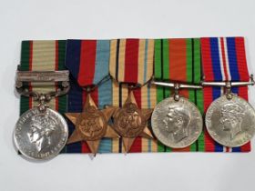 Five; India General Service Medal with 'North West Frontier 1936-37' Clasp, 1939-45 Star, Africa