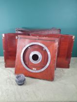 A W. Watson & Sons large format plate Camera with lens, with three mahogany plate holders in leather