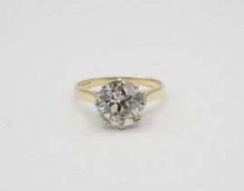 A Diamond single stone Ring claw-set old-cut stone, estimated 2.50cts, in 18ct gold, ring size P,