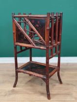 A bamboo Magazine Stand with chinoiserie lacquered panels to the sides and lower shelf, 2ft 8in H