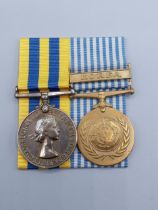 Two; Queen's Korea and UN Korea Medals to 22256475 Pte. E. Davies, Argyll and Sutherland Highlanders