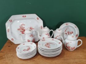 A Wedgwood 'Chantecler' Dinner Service including Meat Plate, Tea and Coffee Pots, Dinner Plates,