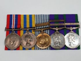 Five; War Medal, UN Korea, General Service Medal with 'Near East' and 'Cyprus' Clasps and Campaign