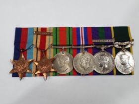 Six; 1939-45 Star, Africa Star with 8th Army Clasp, Defence and War Medals, General Service Medal (