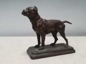 A small bronze Sculpture of a Bulldog stamped Dubucand 4in H