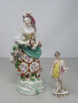 An antique Chelsea Classical Figure A/F 5 1/2in H and another 19th Century Chelsea style Figure of a