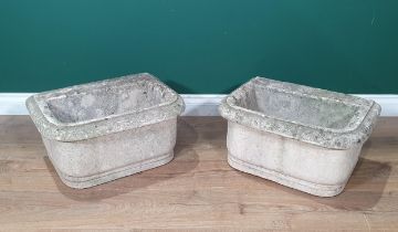 A pair of Italian carved stone D-shaped Sinks, 20in Wide x 10in High x 14in Deep