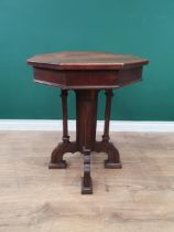A Victorian oak Gothic design octagonal Occasional Table on cluster supports and arched feet, with