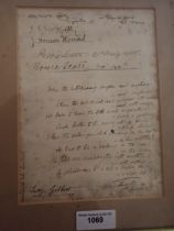 A framed Manuscript - Gilbert & Sullivan extract of A Policeman's Lot, signed by Lucy Gilbert, and