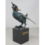 WALENTY PYTEL. A painted bronze Limited Edition Sculpture of a 'Fledgling' mounted on grey