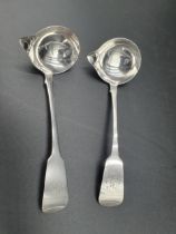 A pair of George IV Irish silver Toddy Ladles fiddle pattern engraved initial H, Dublin 1822, maker: