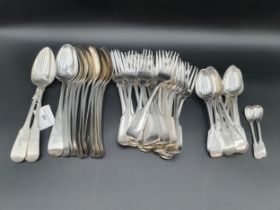A matched Set of 19th Century Irish silver Cutlery all engraved with dragon head crest, viz: 23