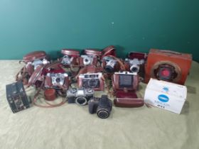 A selection of 35mm Cameras, including a Fed4, a Pontiflex, a Kodak Retinette IB, a Retina Reflex, a