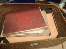 Basket of assorted Arkwright memorabilia, albums, cuttings, engravings, etc; (basket)