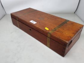 A brass bound mahogany Box containing a sterilised medical tray bearing Down Bros. Label 1ft 6in W x