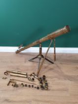 A mid 19th Century brass Telescope by Dolland, London, on a tripod base, telescopic supports, with