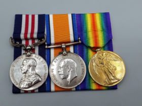 Three; Military Medal (GV), British War Medal and Victory Medal to 278585/7227 Pte. Ronald H.F.