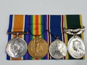 Four; British War Medal, Victory Medal, Coronation 1937, Territorial Efficiency Medal to 301590/