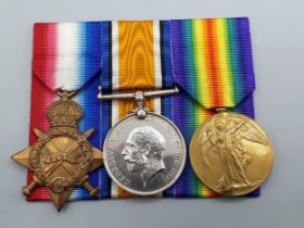 Three; 1914-15 Star, British War and Victory Medals to 54285 Lance Corporal Alexander Meldrum, 1st