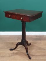 A 19th Century mahogany Reading Table with adjustable top and fitted drawer, the turned column