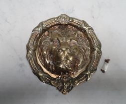A large brass lion mask Door Knocker,10in