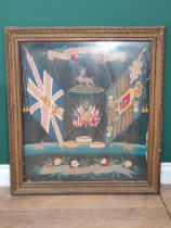 An antique gilt framed Royal Warwickshire Regiment wool work Panel 2ft 4in H x 2ft 2in W