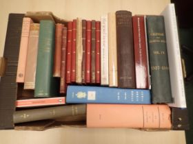 Box: Charter rolls, Cartulary, and various Archaeological Volumes, etc; (box)