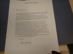 A letter from Ruth Rendell (Barbara Vine) with ms of The Blood Doctor (two copies), various Letters,