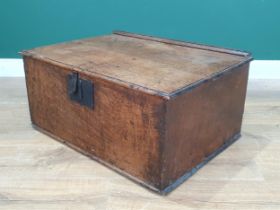 An antique oak Bible Box with hinged cover and enclosing an candle box, 2ft 2in W